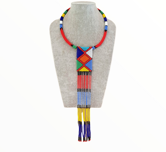 African beaded necklace choker multicolour